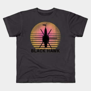 Black Hawk Helicopter Sunset Gift Kids T-Shirt